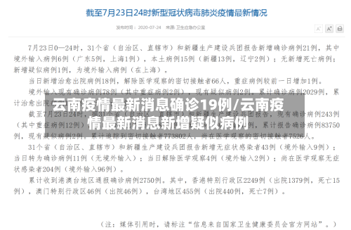 云南疫情最新消息确诊19例/云南疫情最新消息新增疑似病例-第2张图片