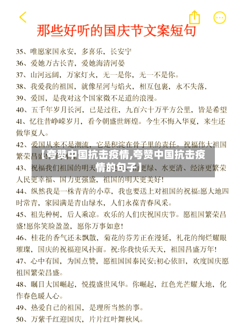 【夸赞中国抗击疫情,夸赞中国抗击疫情的句子】-第2张图片