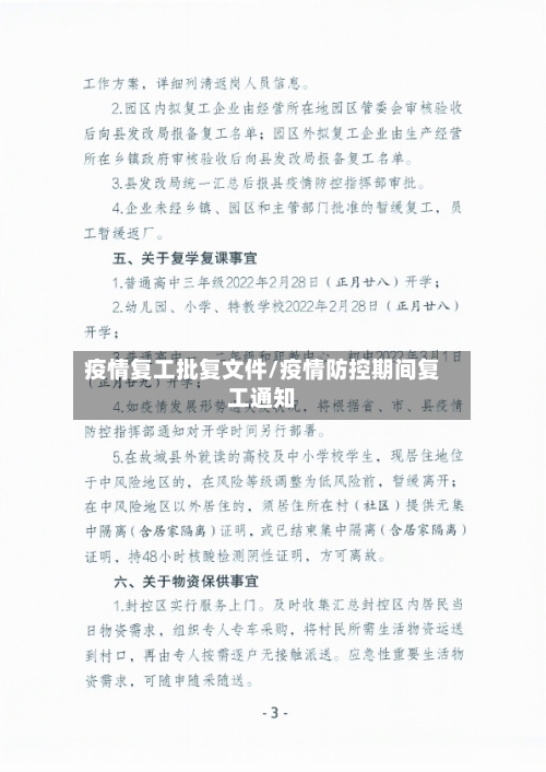 疫情复工批复文件/疫情防控期间复工通知