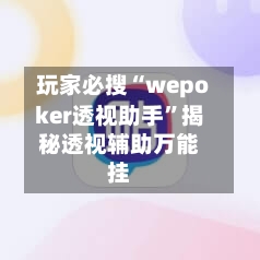 玩家必搜“wepoker透视助手”揭秘透视辅助万能挂-第3张图片